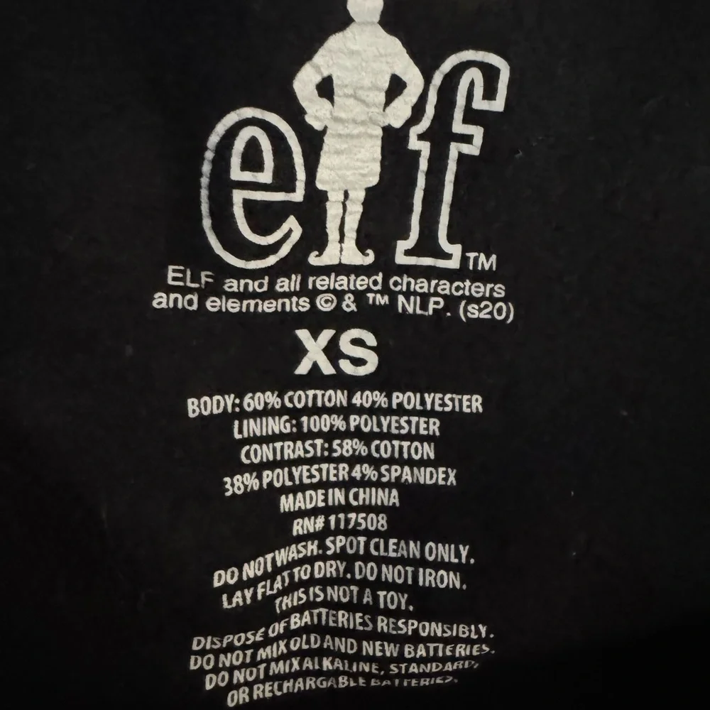 Elf OMG SANTA! Juniors Unisex Black Sweatshirt‎ Xmas Print XS EUC